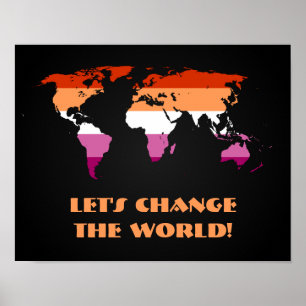 Póster Poster del mapa del mundo del orgullo lésbico