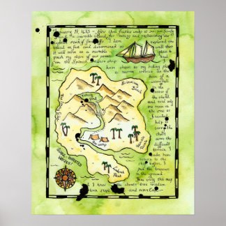 Póster Poster del mapa del tesoro pirata de Rascals