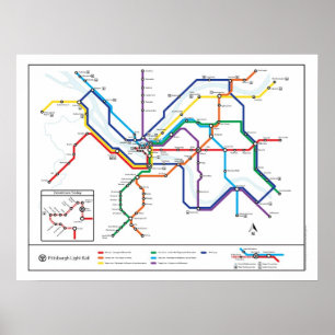 Póster Poster del mapa del tránsito de Pittsburgh
