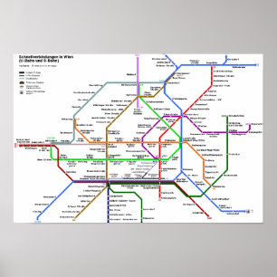 Póster Poster del mapa del tubo de Viena