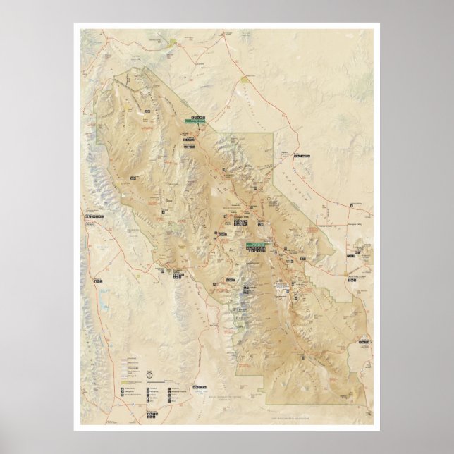 Póster Poster del mapa del Valle de la Muerte (Frente)