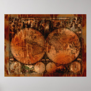 Póster Poster del Mapa del Viejo Mundo de Arty Vintage