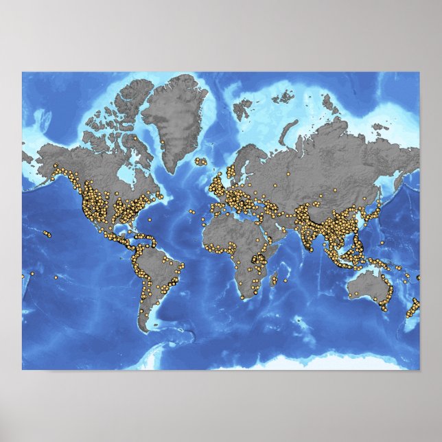Póster Poster del mapa global de deslizamientos de tierra (Frente)