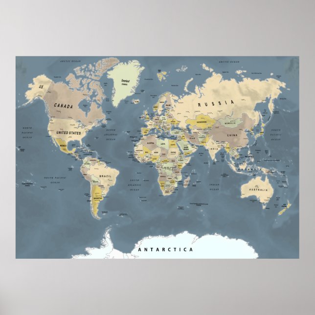 Póster Poster del Mapa Mundial (Frente)