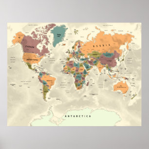 Póster Poster del Mapa Mundial