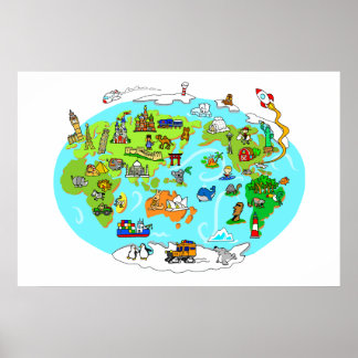 Póster Poster del Mapa Mundial de Niños