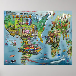 Póster Poster del Mapa Mundial de Texas