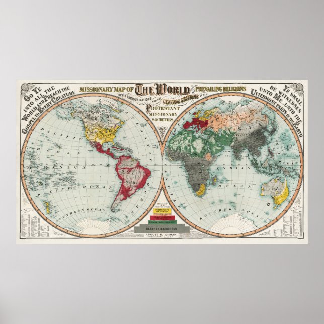 Póster Poster del Mapa Mundial de Vintage (Frente)
