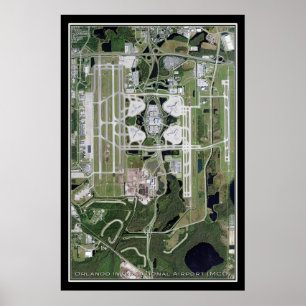 Póster Poster del mapa satelital del aeropuerto internaci