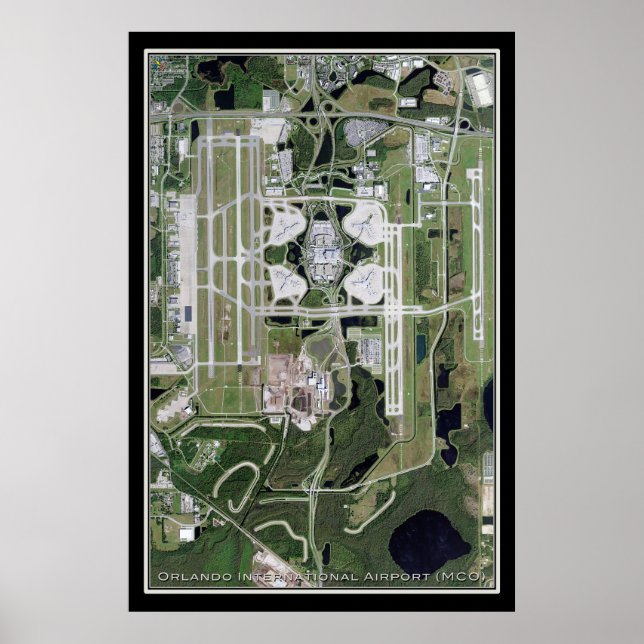 Póster Poster del mapa satelital del aeropuerto internaci (Frente)