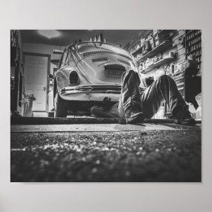 Póster Poster del mecánico de la reparación del coche