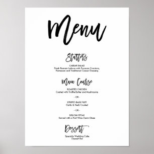 Póster Poster del menú Boda con letras de mano de moda