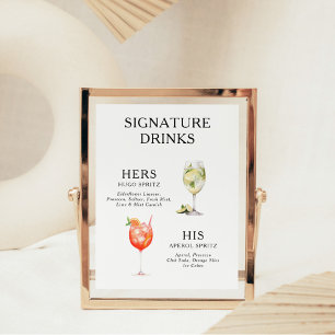 Póster Poster del menú de bebidas Bodas con firma