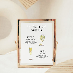 Póster Poster del menú de bebidas Bodas con firma