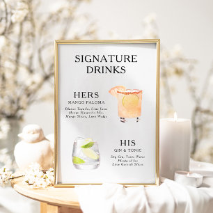 Póster Poster del menú de bebidas Bodas con firma