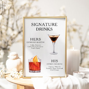 Póster Poster del menú de bebidas Bodas con firma