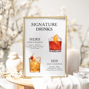 Póster Poster del menú de bebidas Bodas con firma