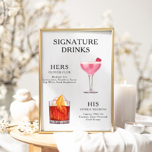 Póster Poster del menú de bebidas Bodas con firma