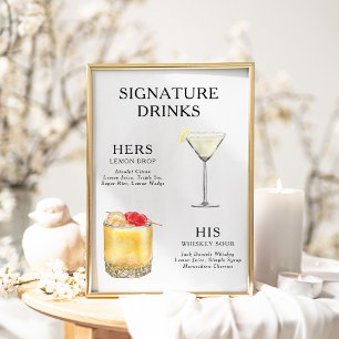 Póster Poster del menú de bebidas Bodas con firma