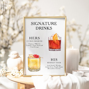 Póster Poster del menú de bebidas Bodas con firma