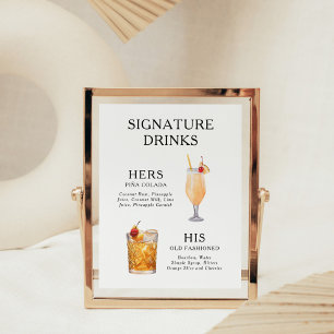 Póster Poster del menú de bebidas Bodas con firma