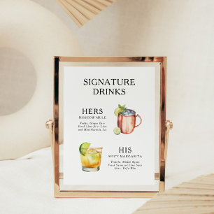 Póster Poster del menú de bebidas Bodas con firma