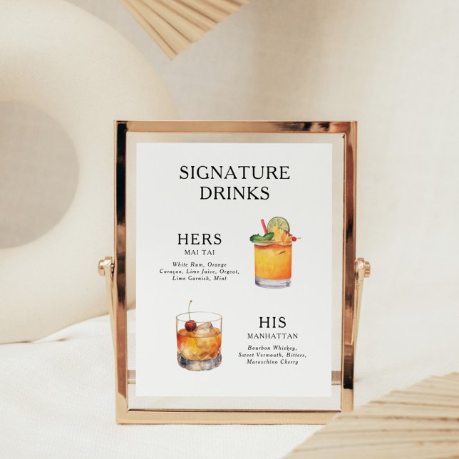 Póster Poster del menú de bebidas Bodas con firma (Subido por el creador)