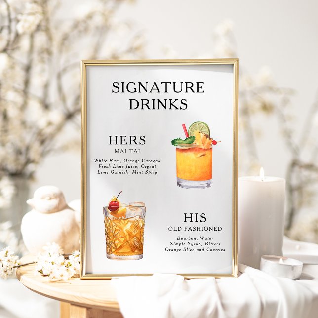 Póster Poster del menú de bebidas Bodas con firma (Subido por el creador)