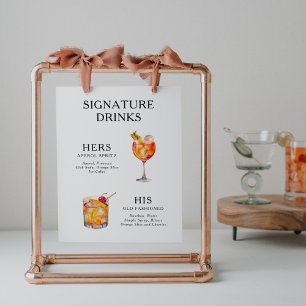 Póster Poster del menú de bebidas Bodas con firma