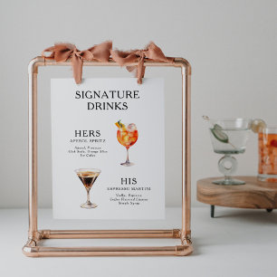 Póster Poster del menú de bebidas Bodas con firma