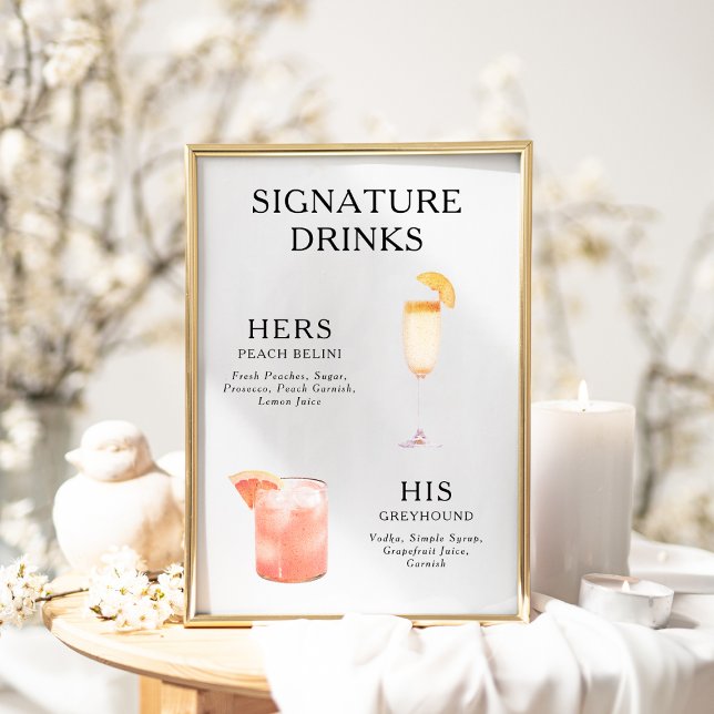 Póster Poster del menú de bebidas Bodas con firma (Subido por el creador)