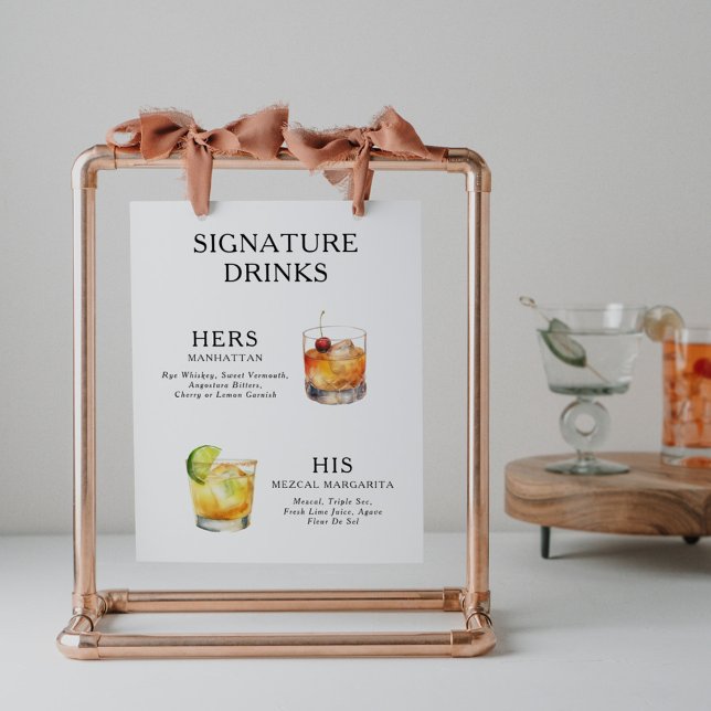 Póster Poster del menú de bebidas Bodas con firma (Subido por el creador)