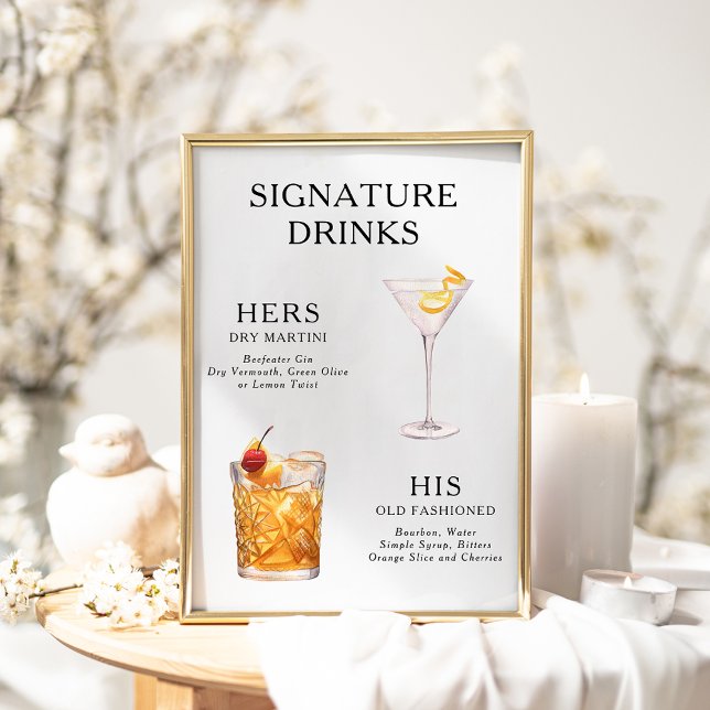 Póster Poster del menú de bebidas Bodas con firma (Subido por el creador)