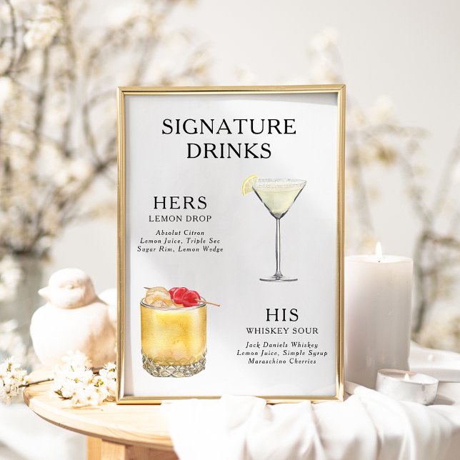 Póster Poster del menú de bebidas Bodas con firma (Subido por el creador)