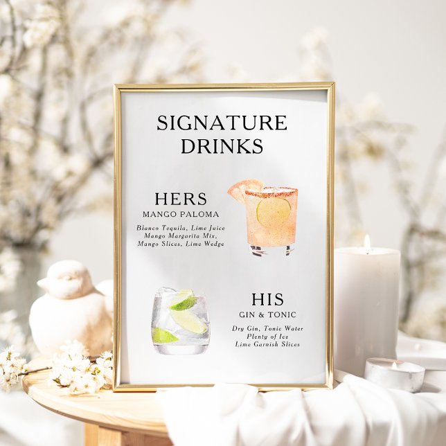 Póster Poster del menú de bebidas Bodas con firma (Subido por el creador)