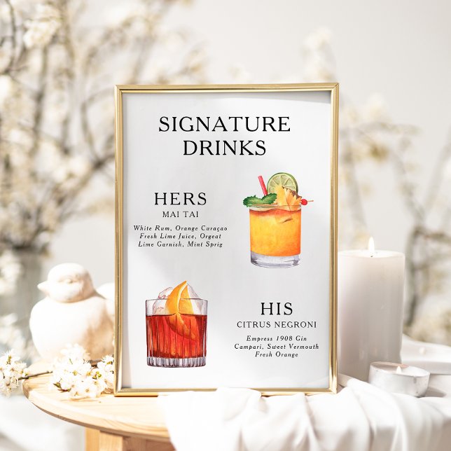 Póster Poster del menú de bebidas Bodas con firma (Subido por el creador)