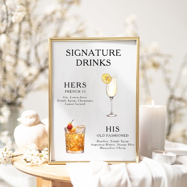 Póster Poster del menú de bebidas Bodas con firma (Subido por el creador)