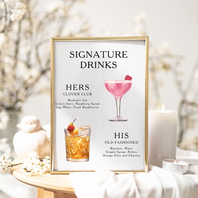 Póster Poster del menú de bebidas Bodas con firma (Subido por el creador)