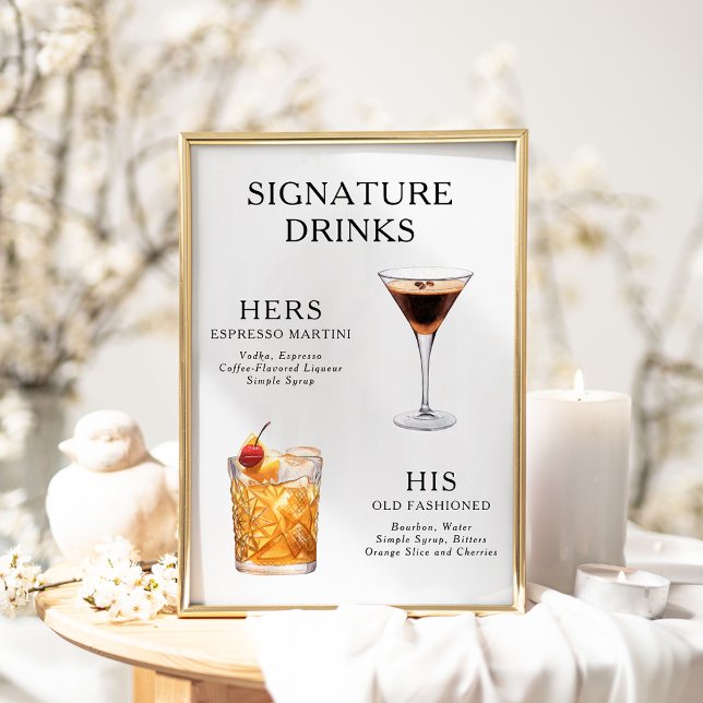 Póster Poster del menú de bebidas Bodas con firma (Subido por el creador)