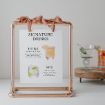 Póster Poster del menú de bebidas Bodas con firma<br><div class="desc">Personalizar este boda de cócteles y seguro que impresionará. Asegúrese de elegir el papel poster pesado de archivo si desea colgarlo más fácilmente.</div>