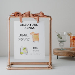 Póster Poster del menú de bebidas Bodas con firma