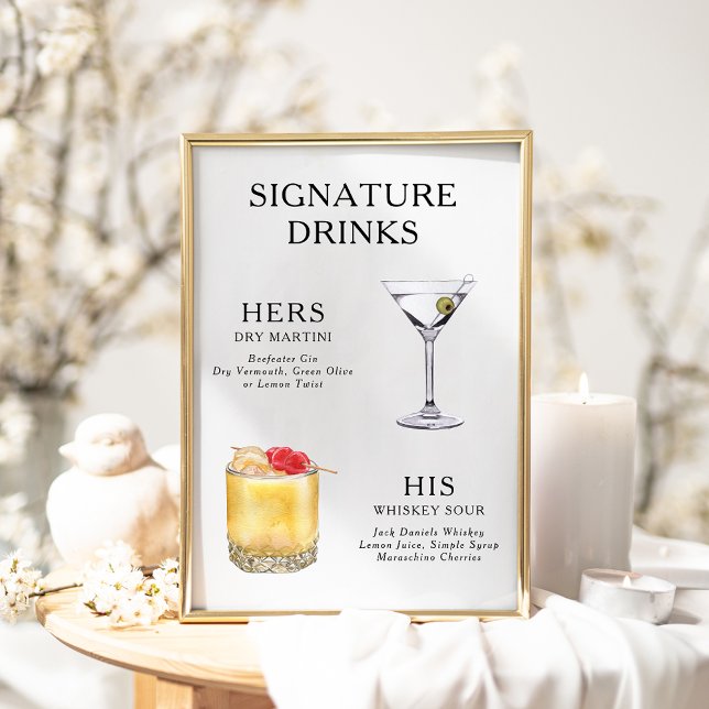 Póster Poster del menú de bebidas Bodas con firma (Subido por el creador)