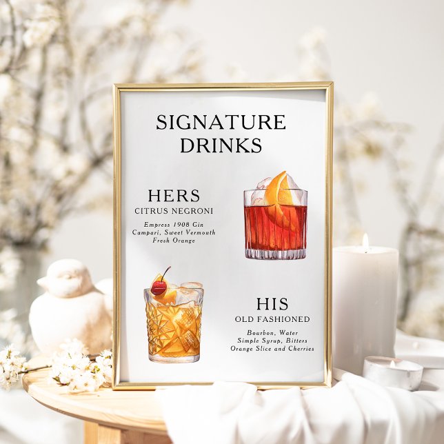 Póster Poster del menú de bebidas Bodas con firma (Subido por el creador)