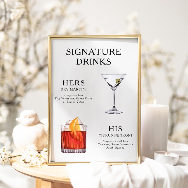 Póster Poster del menú de bebidas Bodas con firma (Subido por el creador)