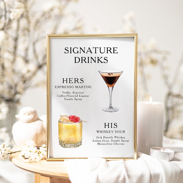 Póster Poster del menú de bebidas Bodas con firma (Subido por el creador)