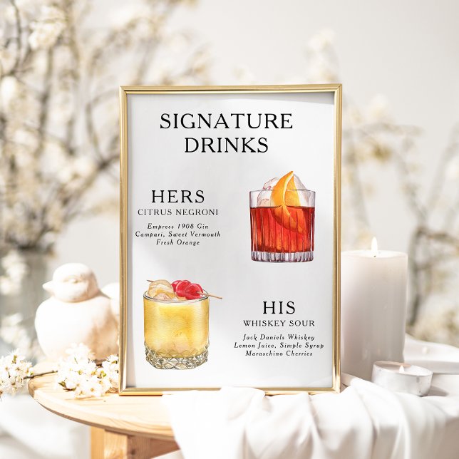 Póster Poster del menú de bebidas Bodas con firma (Subido por el creador)