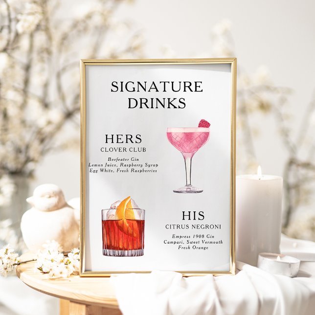 Póster Poster del menú de bebidas Bodas con firma (Subido por el creador)