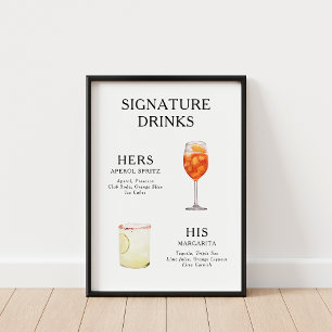 Póster Poster del menú de bebidas Bodas con firma