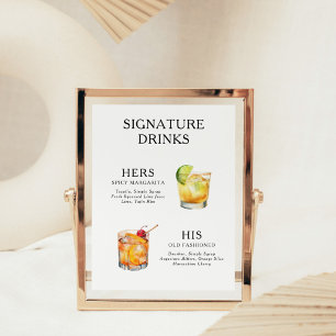 Póster Poster del menú de bebidas Bodas con firma