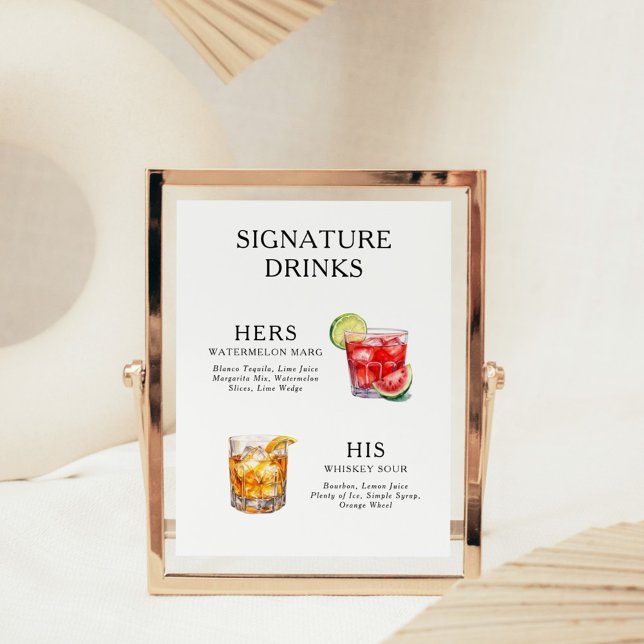 Póster Poster del menú de bebidas Bodas con firma (Subido por el creador)